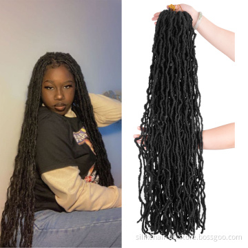 36inch Black Pink Purple Long Goddess Dreadlocks Hair Black Women Nu Locs Crochet Braiding Hair Synthetic Faux Locs Extensions